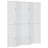 Room Divider 5 Panels White Solid Wood Paulownia 358792