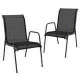 316817 Garden Chairs 2 pcs Steel and Textilene Black