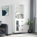 Highboard White 69.5x34x180 cm Engineered Wood 3189477