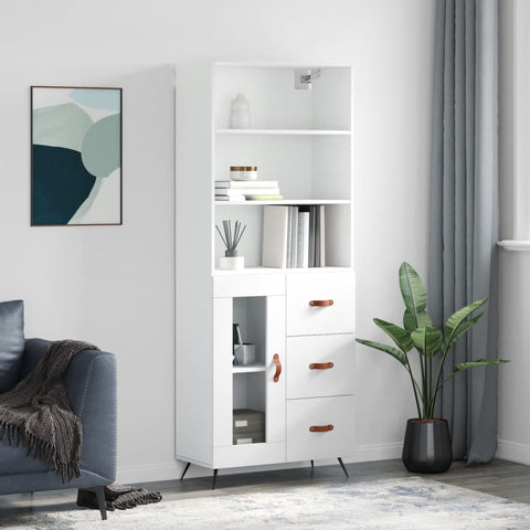 Highboard White 69.5x34x180 cm Engineered Wood 3189477
