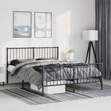 Metal Bed Frame without Mattress with Footboard Black 135x190cm 350881