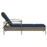 Sun Lounger Reclining Grey 63 x 200 x 81 cm Poly rattan 368305