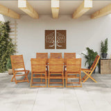 Garden Dining Set Folding 9 pcs Brown Solid Acacia Wood 3375759