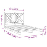 Bed Frame Grey Solid pine wood Double Durable Bed Frame 3281583