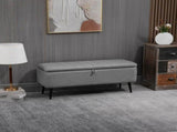 Storage Ottoman with Flip Top, Rectangular Upholstered Bench, Linen Feel Fabric Footstool with Steel T3398P328312