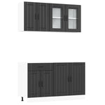 ZNTS 4 Piece Kitchen Cabinet Set Kalmar Black Engineered Wood 3314862