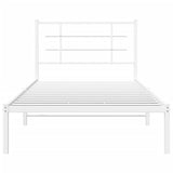 Metal Bed Frame without Mattress with Headboard White 107x203cm 355606
