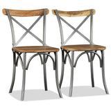 Dining Chairs 6 pcs Solid Mango Wood and Steel Cross Back 274909