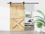 Sliding Door Natural and Black 85 x 210 cm Solid Pine Wood 3445131