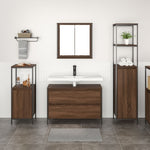 ZNTS 3 Piece Bathroom Furniture Set Brown Oak Engineered Wood 3328363