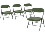 Set of Four Folding Corduroy Seat Chairs - Green T3398P377924