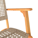 3 Piece Bistro Set Beige Poly Rattan and Solid Wood Acacia 365867