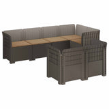 7-Seater Garden Sofa with Cushions Rattan Look PP Light Grey 3444156