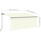 Manual Retractable Awning with Blind&LED 3x2.5m Cream 3069382