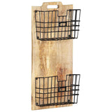 285878 Wall-mounted Magazine Rack 33x10x67 cm Solid Rough Mango Wood