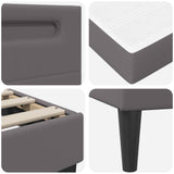 Bed Frame with LED Strip Lights Grey 90 x 190 cm Faux Leather 3415282