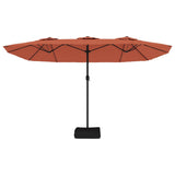 Double-Head Garden Parasol with LEDs Terracotta 449x265 cm 362958