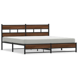 Metal Bed Frame without Mattress Brown Oak 183x213 cm 3308513