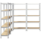 5-Layer Storage Shelves 4 pcs Silver Steel&Engineered Wood 3307591