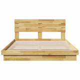 Bed Frame with Headboard without Mattress 140x200 cm Solid Wood Oak 3324138