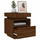 Bedside Cabinets with LED Lights 2 pcs Brown Oak 40x39x48.5 cm 836797