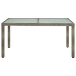Garden Table 150x90x75 cm Tempered Glass and Poly Rattan Grey 316707