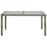 Garden Table 150x90x75 cm Tempered Glass and Poly Rattan Grey 316707