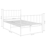 Bed Frame without Mattress White Metal 120x200 cm 324953
