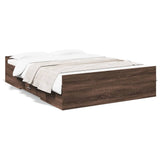 Bed Frame with Drawers without Mattress Brown Oak 135x190 cm Double 3280320