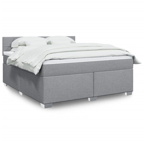 ZNTS Box Spring Bed with Mattress Light Grey 180x200 cm Fabric 3285967