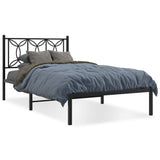 Metal Bed Frame without Mattress with Headboard Black 100x190cm 376122