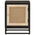 ZNTS Bedside Cabinet Black 40x30x50 cm Solid Wood Mango and Iron 371999