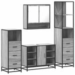 ZNTS 4 Piece Bathroom Furniture Set Grey Sonoma Engineered Wood 3301303