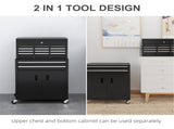 Portable Tool Box, Metal Tool Chest on Wheels with 6 Drawers for Garage and Workshop, Black T3398P344498