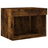 Bedside Cabinets with LED Lights Wall-mounted 2 pcs Smoked Oak 837122