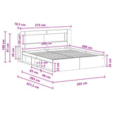 Bed Frame with Storage Grey Sonoma 200 x 200 cm Engineered Wood 3433521