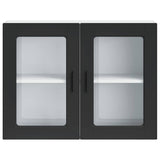Kitchen Wall Cabinet with Glass Door Porto Black 854088