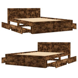 Bed Frame with Headboard without Mattress Smoked Oak 120x200 cm 3295573
