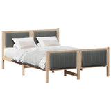 Bed frame Brown and dark grey 140 x 190 cm Solid pine wood 3394324