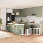 Dog Gate with Door Foldable 8 Panels White 640 cm Poplar Wood 3155562