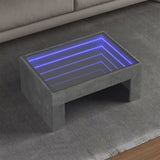 ZNTS Coffee Table with Infinity LED Concrete Grey 70x50x30 cm 847612