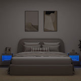 Bedside Cabinets with LED Lights Wall-mounted 2 pcs Grey Sonoma 837124