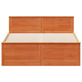 Bed Frame without Mattress with Headboard Wax Brown 150x200 cm King Size Solid Wood Pine 3308764