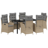 Garden Dining Set with Cushion 7 pcs Beige Poly Rattan 3380516