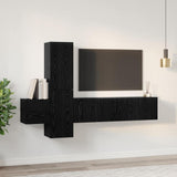 TV Cabinet Set Wall-mounted 5 pcs Black Oak Engineered Wood 3393481