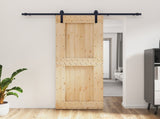 Sliding Door Natural and Black 80 x 210 cm Solid Pine Wood 3444918
