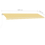 ZNTS Freestanding Manual Retractable Awning 600x350 cm Yellow/White 3069678