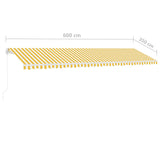 ZNTS Freestanding Manual Retractable Awning 600x350 cm Yellow/White 3069678