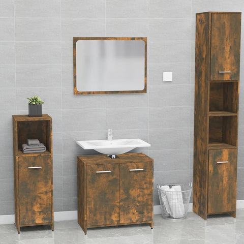 ZNTS Bathroom Furniture Set Smoked Oak Engineered Wood 815528