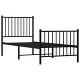 Metal Bed Frame without Mattress with Footboard Black 80x200cm 350873